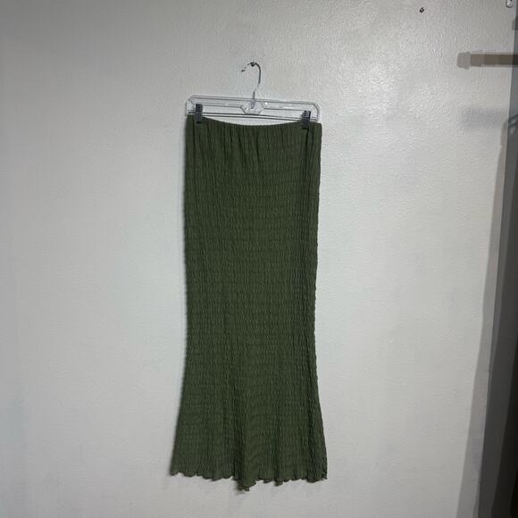 Topshop Green Textured Convertible Maxi Skirt Sz 8 - Picture 2 of 13